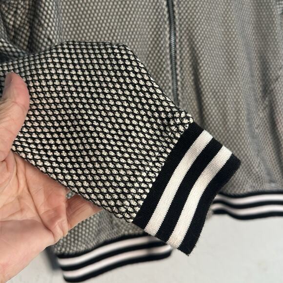 Juicy Couture Mesh Bomber Full Zip Jacket Black White Small Varsity Sporty Prep - Picture 3 of 8